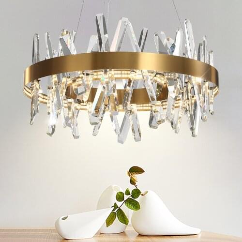 Modern Chandelier for Living Room Round Led Chandeliers Bedroom Dining Room Gold Light Crystal Indoor Lighting