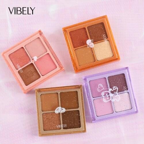 4 Color Eye Shadow Easy To Color Without Flying Matte Pearlescent Earthy Shiny Eye Shadow Palette Makeup Cosmetic TSLM1