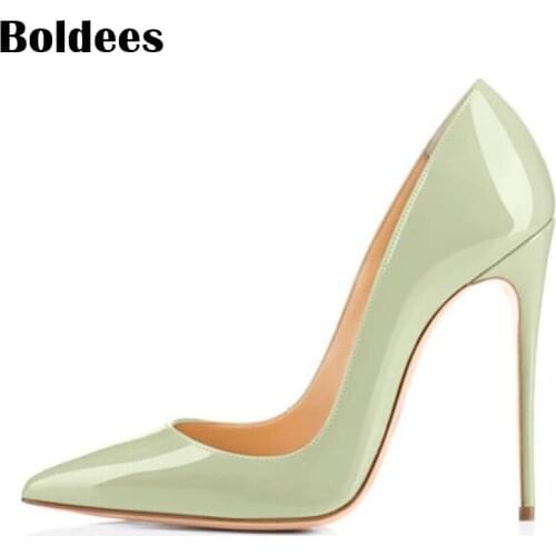 Discount Sheepskin Leather Thin High Heel Shoes Woman Stilettos Heeled Pointed Toe Slip On High Heels Designer Party Dress Shoes