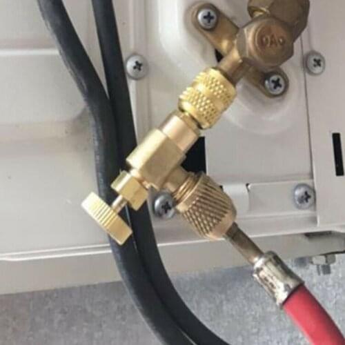 High Quality Liquid Safety Valve R410A R22 Air Conditioning Refrigerant 1/4 " Safety Adapter Hand Tool Parts R22 Copper Adapter