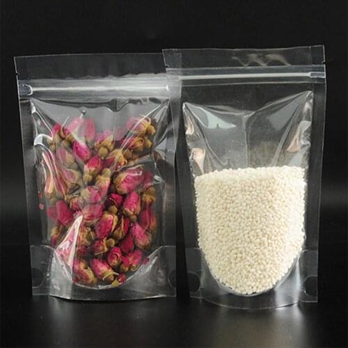Reclosable Transparent Zip Lock Food Storage Clear Plastic Ziplock Bags Stand Up Doypack Coffee Tea Kitchen Food Package Bags