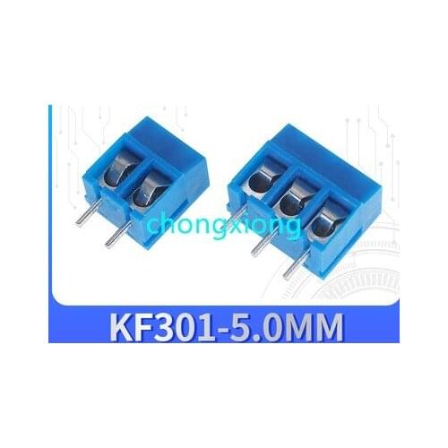 100pcs KF301-2P/3P blue terminal 5mm spacing terminal 300V10A High quality KF301-2P KF301-3P