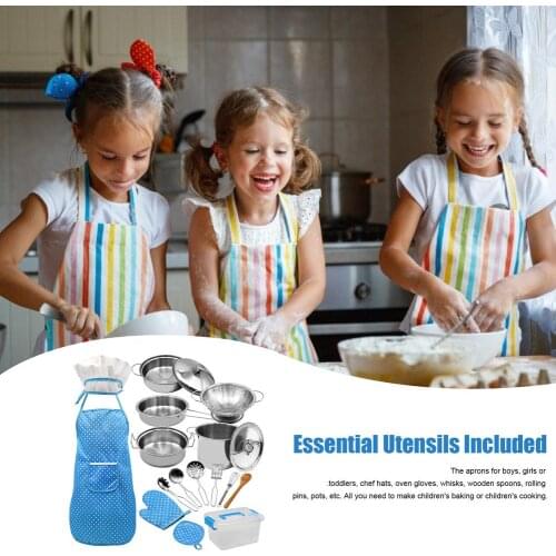 18 PCS Child Kitchen Cooking Toy Set Kids House Pretend Playset Child Pretend Play Kitchen Toy Set Miniature Kitchen Cookwares