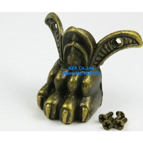 4 Antique Brass Tiger Decorative Jewelry Box Feet Case Leg 42x34mm with Screws