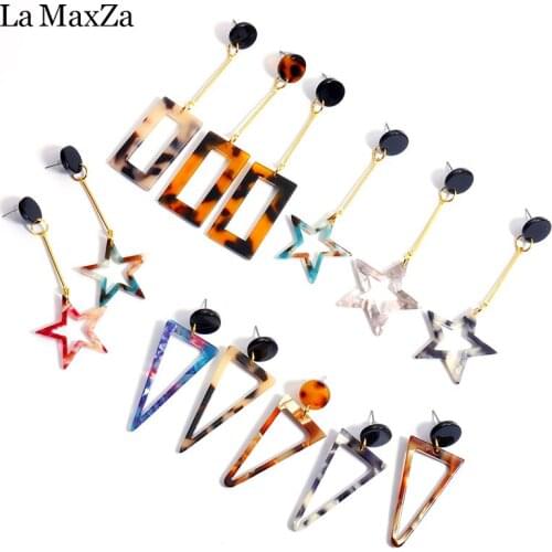 Geometric Stars triangle Acetic Acid Plate Tide Personality Color Retro Colorful Various Long section Earrings Accessories