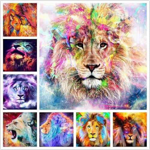 Colorful Animals Diamond Embroidery Abstract Lion Cross Stitch 5D Diy Diamond Painting Mosaic Pictures of Rhinestones Crafts Kit