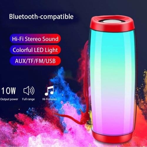 Wireless Bluetooth Speaker Portable Speaker Sound Column Bluetooth Powerful BoomBox Outdoor Bass HIFI TF FM Radio with LED Light