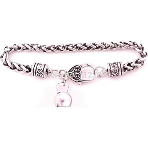 Wheat Link Bracelet Chain with Kettle bell bracelet