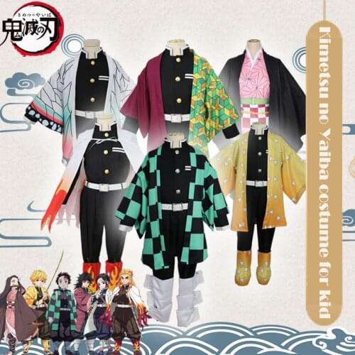 Kids Anime Kimetsu no Yaiba Demon Slayer Cosplay Costume Kamado Tanjirou Nezuko Zenitsu Tomioka Kimetsu no Yaiba Cosplay Kimono