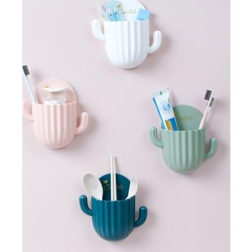 Home Wall Self-adhesive Storage Rack Holder For Kitchen Bathroom Toothbrush Storage Wall-mounted Holder Bottom Hole Design Rack