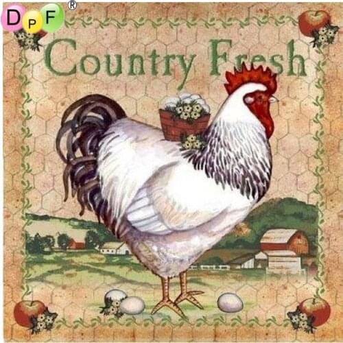 DPF DIY White rooster 5D diamond embroidery home decor diamond painting cross stitch crafts wall painting diamond mosaic square