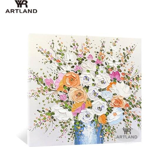 Hot sale Modern Wall decoration abstract Handmade canvas painting still life beautiful flowers for living room bedroom no framed