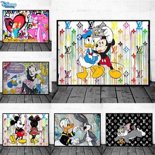 Graffiti Art Disney Cartoon Canvas Painting Art Mickey Mouse And Donald Duck Posters and Prints Wall Art Pictures for Home Decor