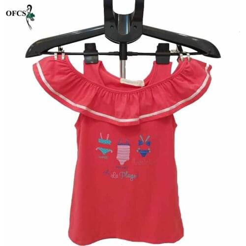 Hot Girls Cotton T-shirt Elegant Style Dress Fashion Flying Sleeves Child Cartoon Tops Tee Children Clothes Girls Cute Costumes