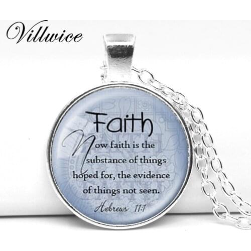 FAITH HEBREWS 11:1 Necklace Bible Quote JewelryScripture Faith Pendant Necklace Christian Jewelry Bible Verse Gift