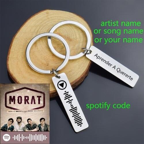 Custom Music Code Song Name Keychain Stainless Steel Personalized Engraved Letters Your Name Key Ring Jewelry Gift