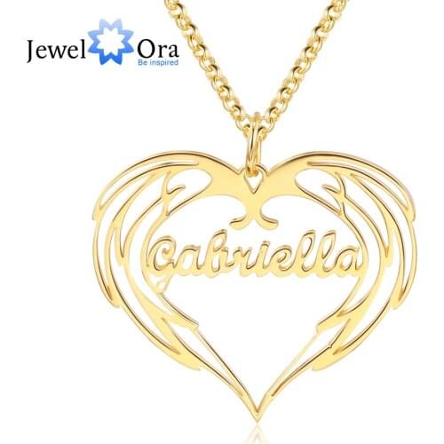 JewelOra 925 Sterling Silver Heart Nameplate Necklaces for Women Personalized Custom Any Name Pendant Jewelry Birthday Gifts