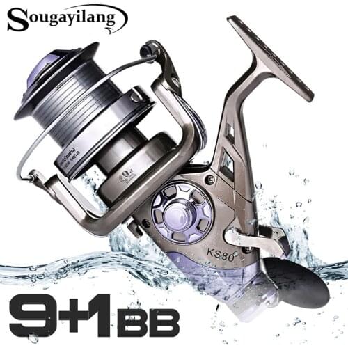 Sougayilang Carp Fishing Reel Metal Spool 9+1BB 4.1:1 High Speed Spinning Fishing Reel Super Quality Drum Carp Reel De Pesca