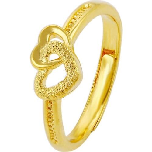 High Quality Women Fashion Love Heart Wedding Rings Free Shipping Gold Color Jewelry Women Rings Aneis R037