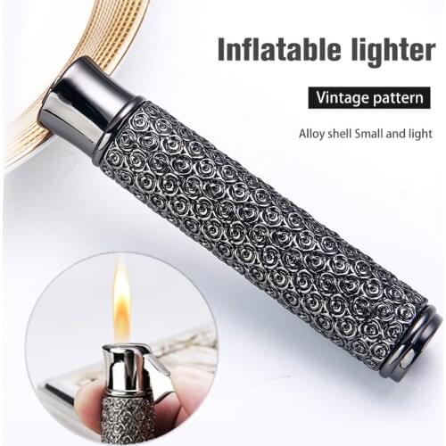 Metal Carved Gas Lighters Creative 3D Pattern Open Flame Turbo Jet Lighter Butane Torch Gas Windproof Petrol Smoker Gift