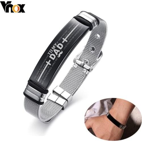Vnox Custom Engrave Love To Dad ID Bracelets for Men Father Personalize Gifts Stainless Steel Chain Length Adjustable