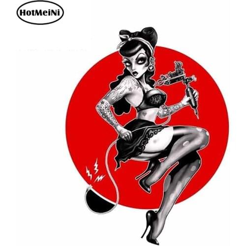 HotMeiNi 13cm x 10.2cm Pin Up Girls Locker Toolbox Stickers Laptop Car Truck Bike Tattoo Gun Car Stickers