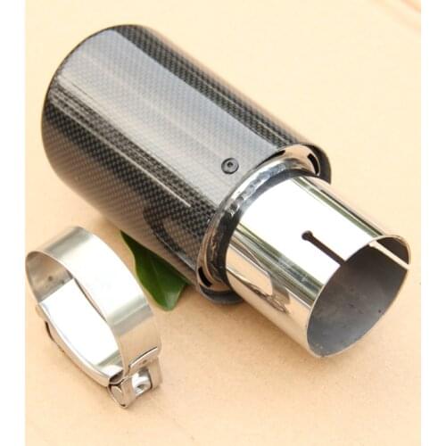 50pcs inlet 51/54/57/ 60/63/76mm Outlet 114mm glossy Carbon Fiber Exhaust Tip stainless steel Muffler End Pipes