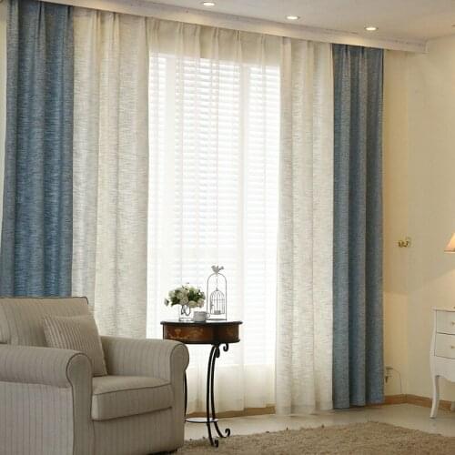 Solid Linen Splice Curtains for Living Room 1 Piece Custom Made Elegant Bedroom Window Decoration Curtain Panels Kitchen Drapes