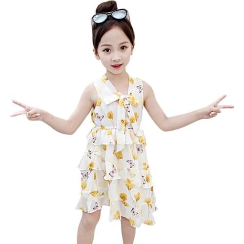 Girl Dresses Butterfly Pattern Party Dress For Kids Girl Casual Style Kids Dress Summer Childrens Costumes For Girls 6 8 10 12