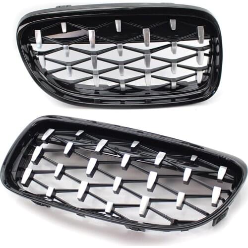 Fit for BMW E90 09-11 Grille Shiny Black w/ Chrome Diamond Meteor Style Gril