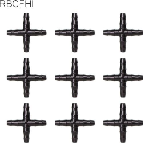 RBCFHl 30-1000PCS Coupling Adaptor Garden Micro Irrigation 4/7mm Equal Cross Connects 1/4'' Barb FittingsGarden Water Adapter