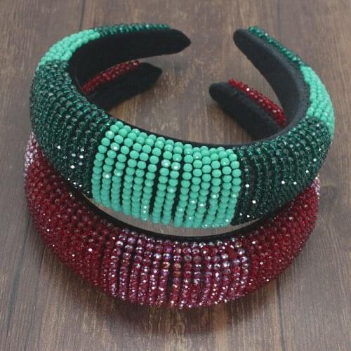 Handmad Bohemia Women Hair Accessories Beads Headbands High Quality Full Caystal Padded Hair Hoop Bridal Tiara Wedding Headband