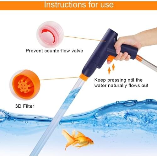 Manual Fish tank water changer siphon Pumping water wash sand Fish excrement cleaner Manual water pump Aquarium cleaning tool