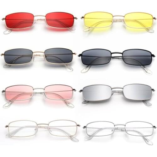 1PC Retro Small Womens Sunglasses Fashion Shades 2021 Classic Metal Rectangular Sun Glasses UV400 Clear Lens Eyewear