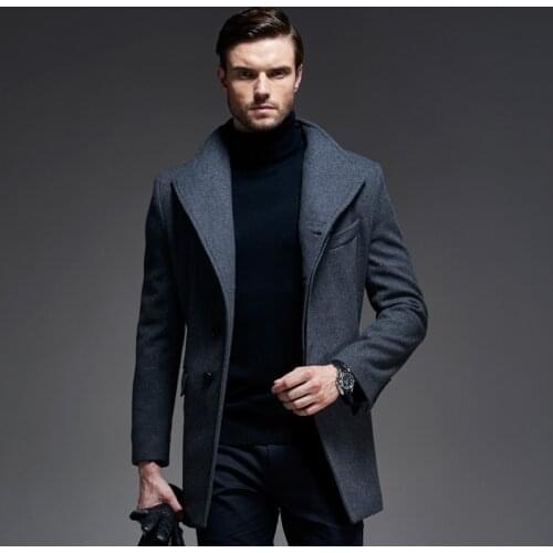 HOT new brand long mens trench coat zipper winter overcoats Plus size men wool coat winter windproof warm outwear