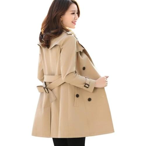 New Spring Autumn Fashion Khaki Trench Coat Womens Casual With Belt Loose Windbreaker Female Elegant Outerwear Plus Size 4XL