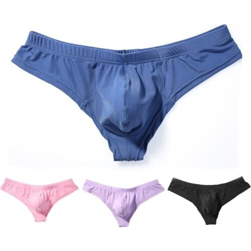 Mens Briefs Sexy Underwear Men Ultra Thin Ice Silk Panties Mens Breathable Briefs Male Low-waist Slips Hombre Erotic Underpants