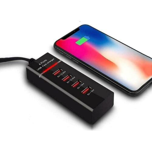 Universal 1.5 m EU US Plug 4 USB Port Fast Charger Travel Wall Power Fast Charging Adapter For iPhone For Samsung For HUAWEI