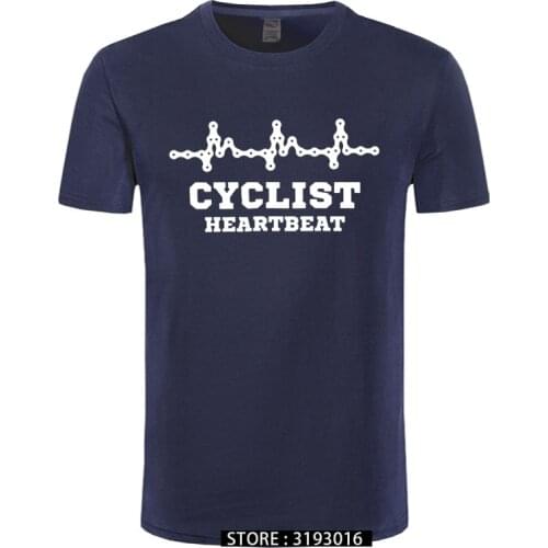 Cyclist Heartbeat T-Shirt Mountain Bike Bicycle Fashion Print Tshirt Mens Cotton Short Sleeve T-shirt Christmas Day Clothes