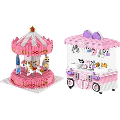 Merry Go Round Diamond Bricks Carousel Doll Machine Micro Mini Building Blocks Figure Toys DIY Educational Model For Children