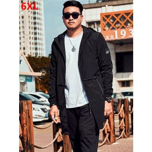 Spring new style brand big size coat plus size long section of the windbreaker fat slimming loose hooded handsome