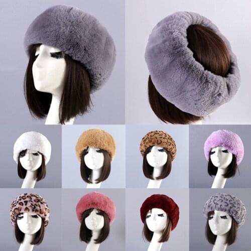 Women Beanie Faux Fur Russian Cap Fashion Casual Leopard Print Winter Warm Comfortable Female Short Plush Hairband Empty Top Hat
