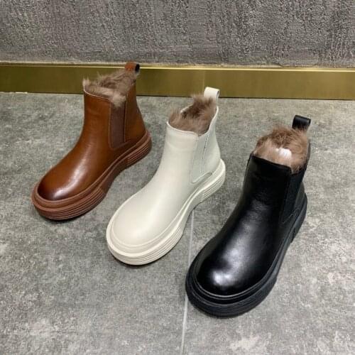 Fur Ankle Boots Platform Women Cotton Shoes Winter Warm Plush Snow Boot Female Chunky Booties Black Silver Red Botas Mujer 35-40