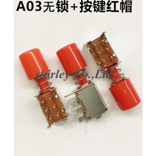 10Pcs Directly key switch A03 PS-22F03 6pins No Lock Reset switch Red