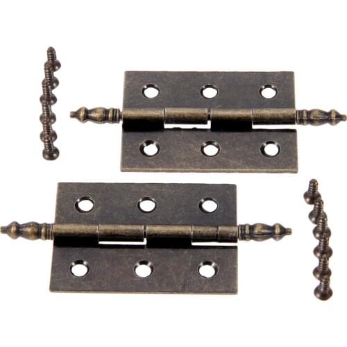 2Pcs Hinge 6 Holes Antique Bronze Crown Head Jewelry Gift Box Decorative Door Hinge Cabinet Furniture Accessories 55x39mm