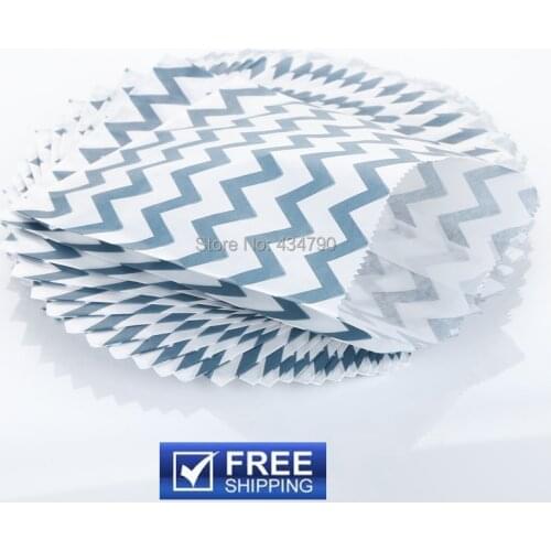 200pcs Cheap Party Favor Bags Navy Thin Chevron-Zig Zag Food Safe Paper Buffet Candy Treat Gift Goodie Bag-Choose Your Colors