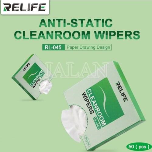 50pcs/box Relife RL-045 Anti-Satic Cleanroom Wipers For Mobile Phone Pad Tablet Camera Laptop Screen Mainboard Clean Tool