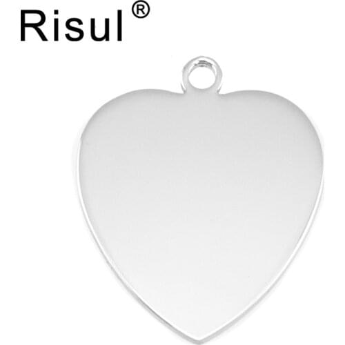 50pcs mini heart tag jewelry charms mirror double sides polished Mini diy Pendant for women stainless steel wholesale price