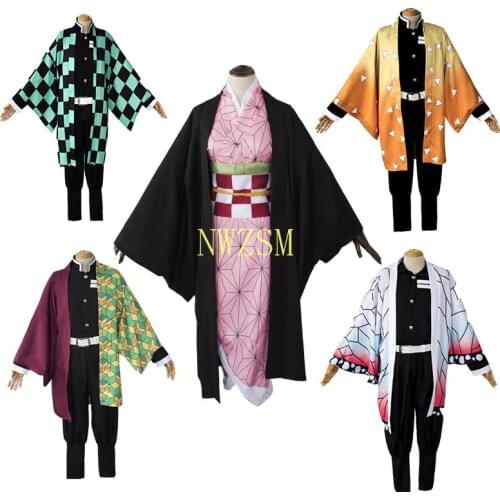 Anime Kimetsu No Yaiba Demon Slayer Cosplay Costume Kamado Tanjirou Nezuko Agatsuma Zenitsu Tomioka Halloween Show Party Set