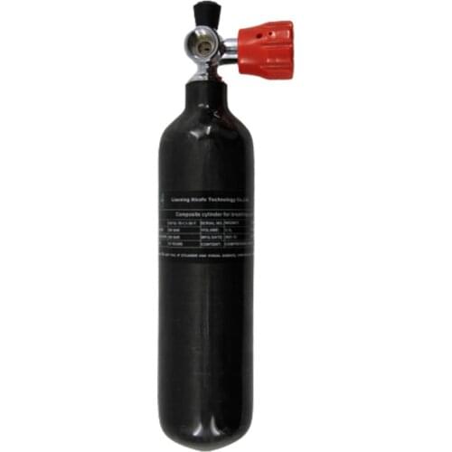 AC30119 Pcp Scuba Tank Pcp Carbon Fiber 1.1L 300Bar Grey Cylinder With Red Valve For Paintball Air Gun Cylinders Diving